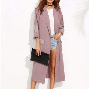 Longline pink mauve cardigan, trench coat ,kimono!